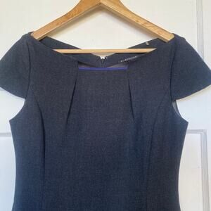 Elie Tahari Grey Blue Cap Sleeve Midi Dress Work Office Structured Tank